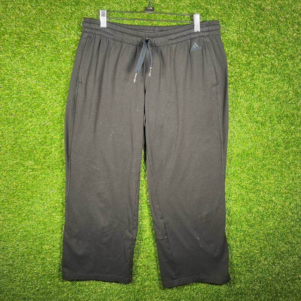Adidas Mens Black Fleece Lined Cropped Sweatpants Size M